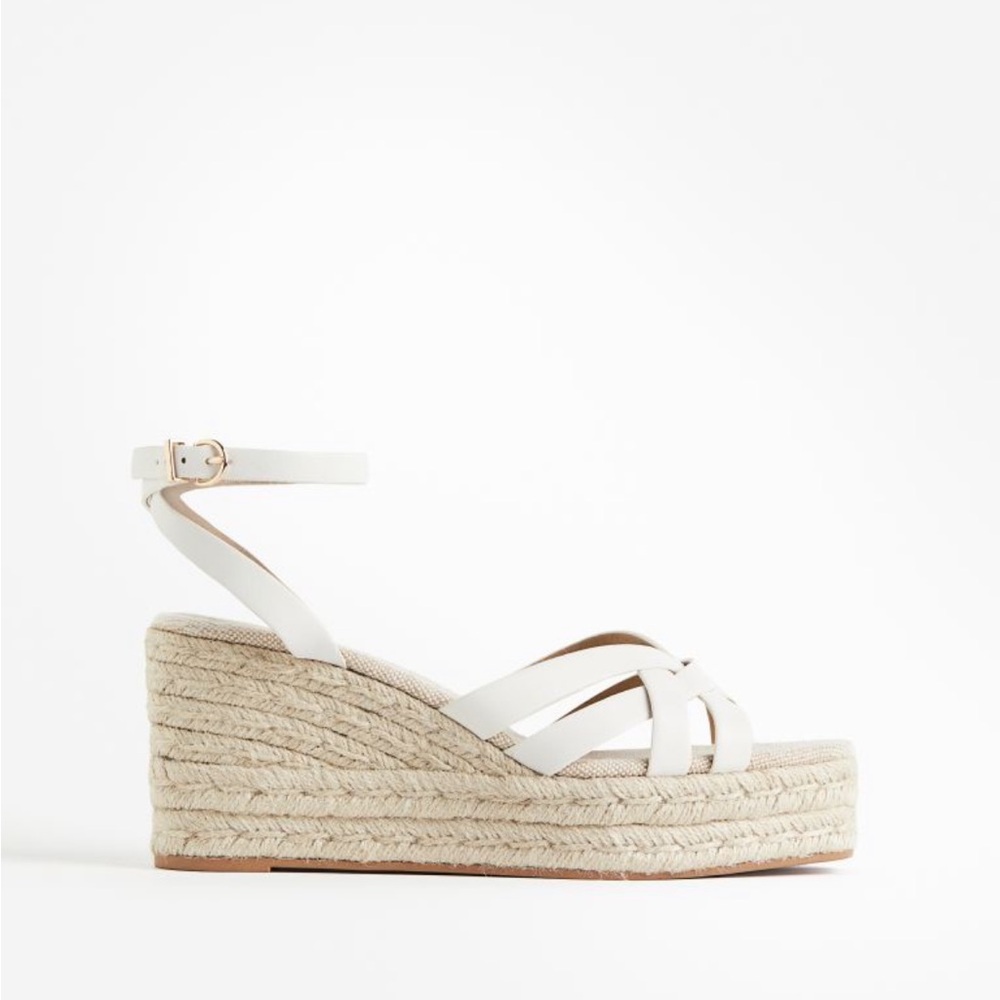 NWOT H&M wedge heel espadrilles size 7 white
